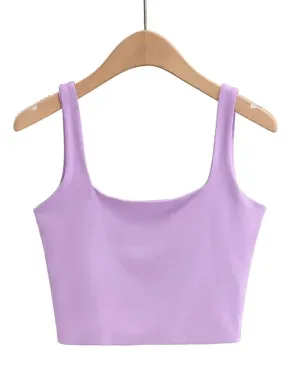 2022 Summer Women Sexy Sleeveless Tops Fashion Short Square Collar Tank Tops 6 Colors