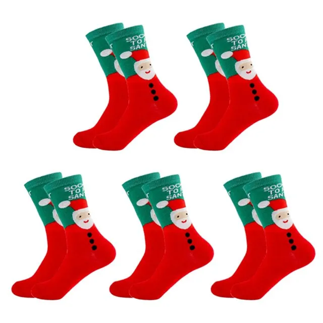 5 Pairs Men/Women Cotton Cartoon Christmas Socks Cute Santa Claus Elk Snow Funny Sock Happy Winter New Year Socks Christmas Gift