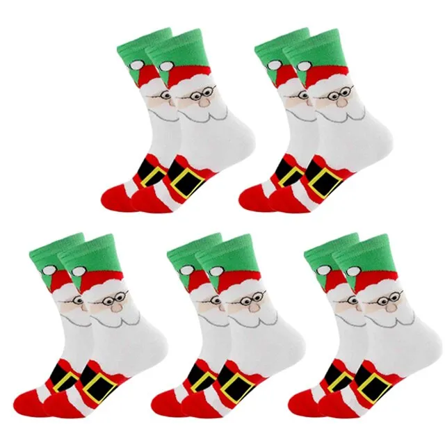 5 Pairs Men/Women Cotton Cartoon Christmas Socks Cute Santa Claus Elk Snow Funny Sock Happy Winter New Year Socks Christmas Gift