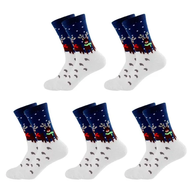 5 Pairs Men/Women Cotton Cartoon Christmas Socks Cute Santa Claus Elk Snow Funny Sock Happy Winter New Year Socks Christmas Gift