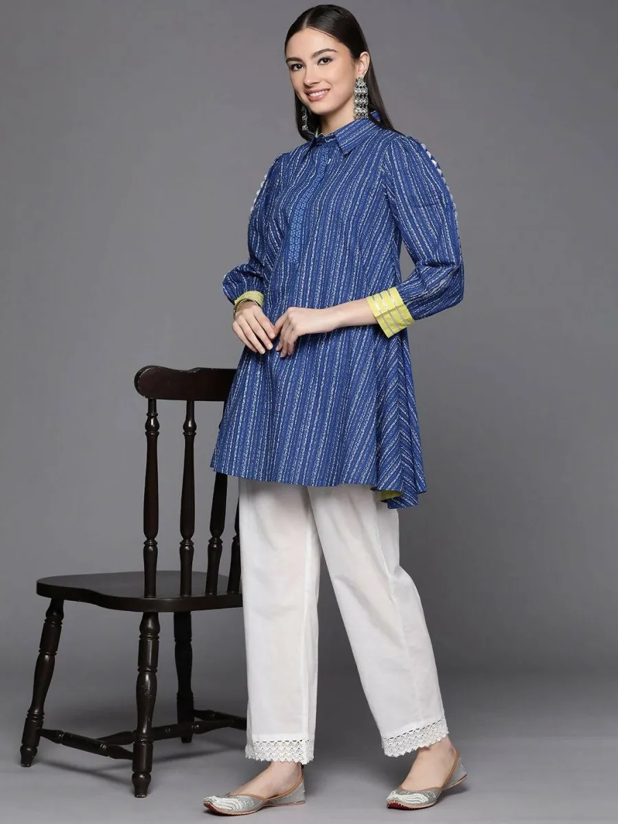 Ahalyaa Women Blue Cotton Printed Tunic