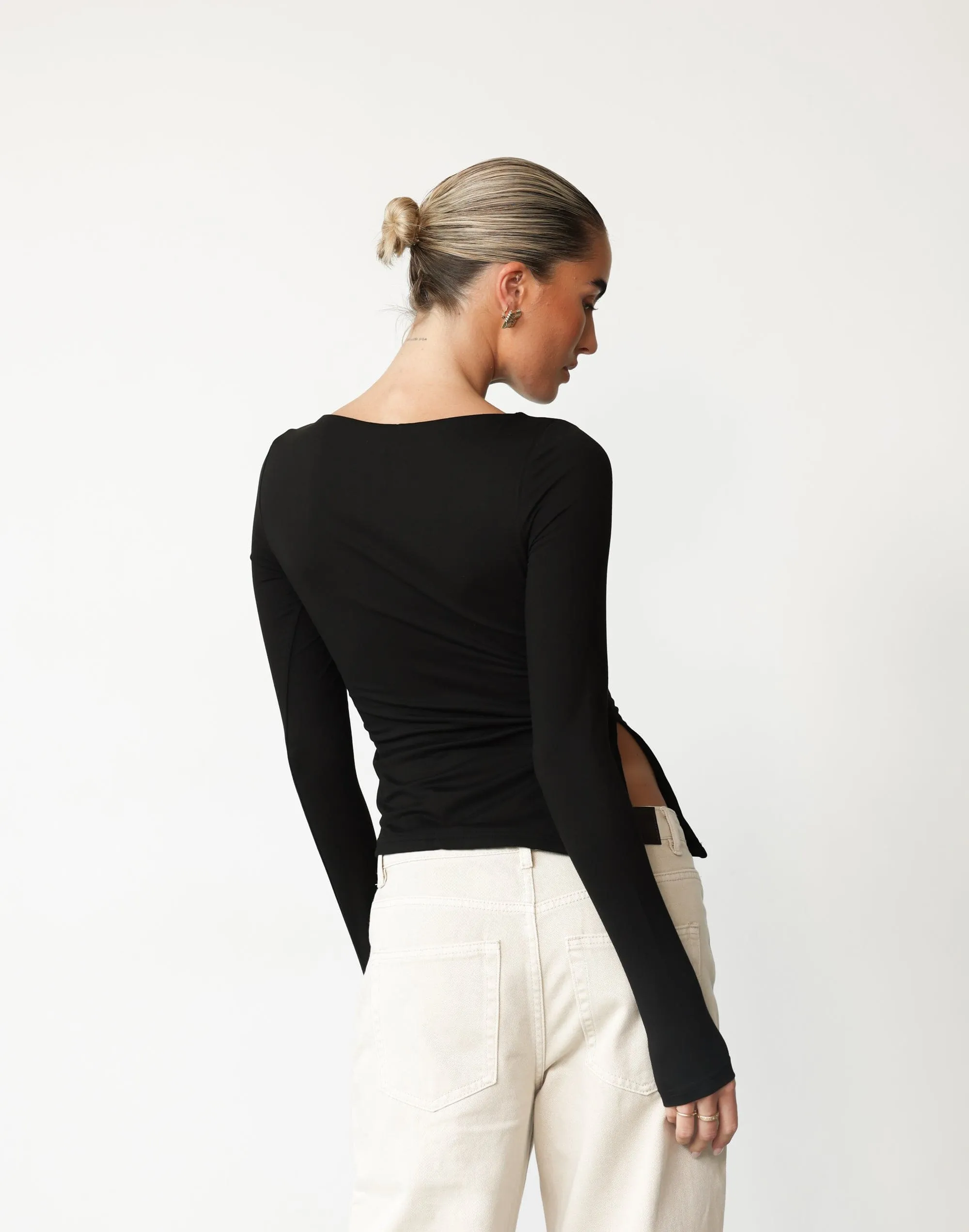 Amanda Long Sleeve Top (Black)