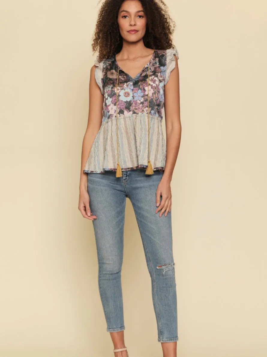 Annabella Top - Navy Mix