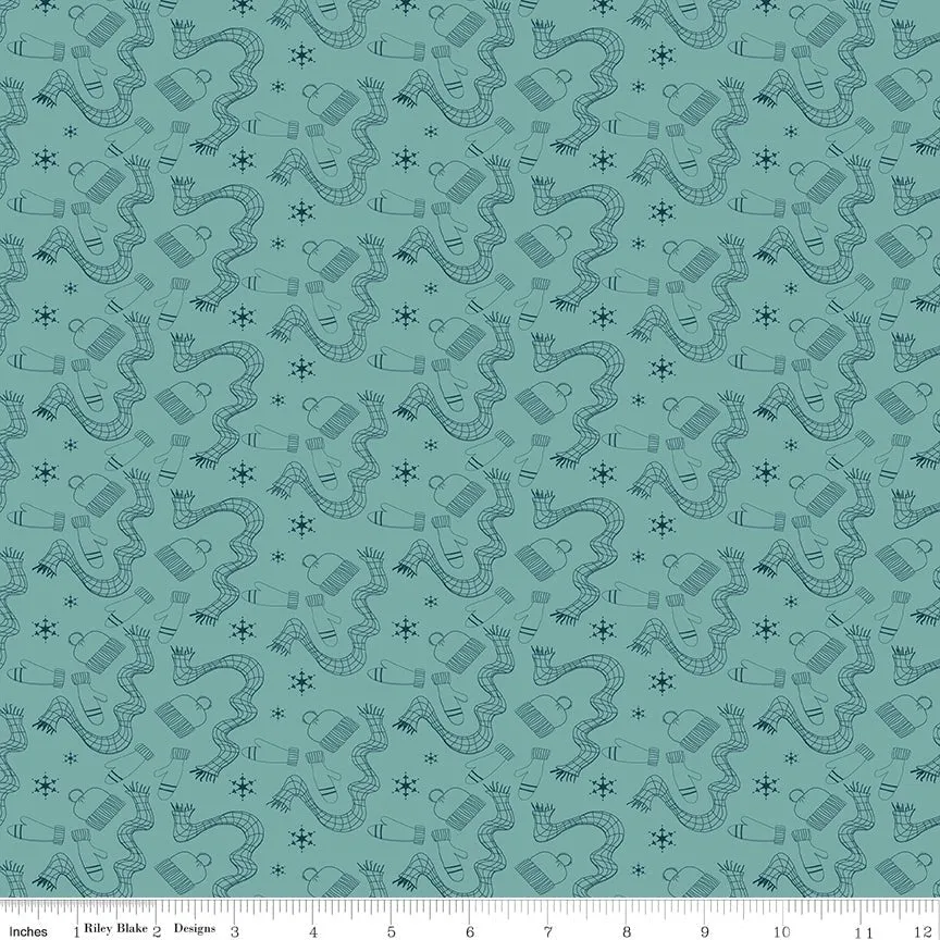 Arrival of Winter Gear Teal Yardage by Sandy Gervais | Riley Blake Designs