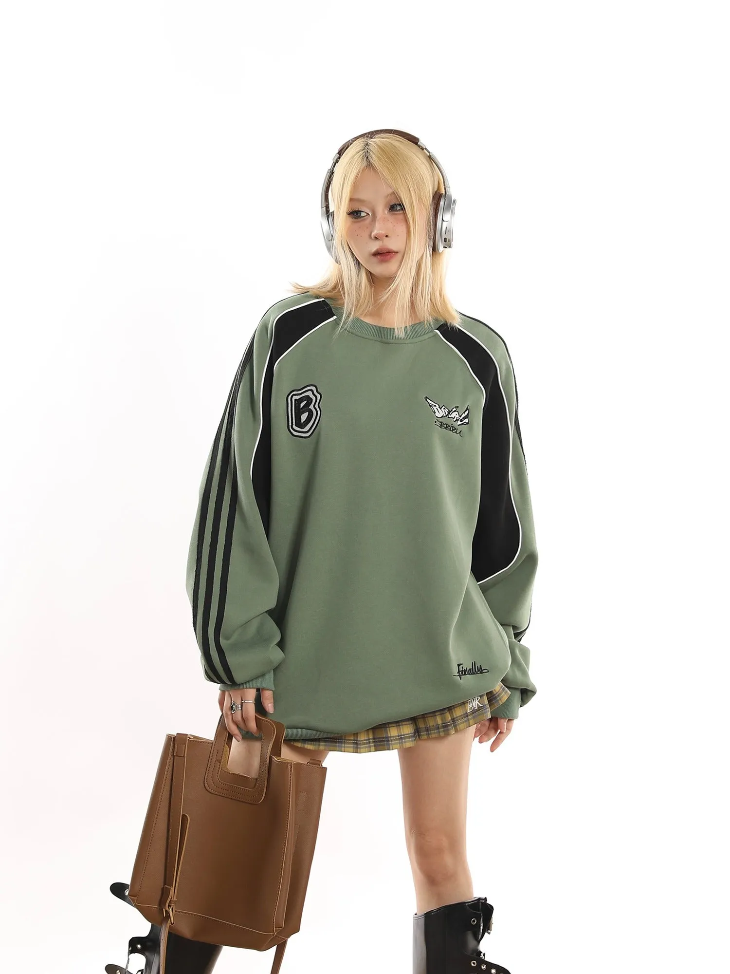 Athletic Three-Bar Oversized Sweatshirt