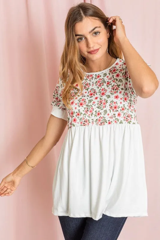 Baby Doll Floral Puff Sleeve Tunic