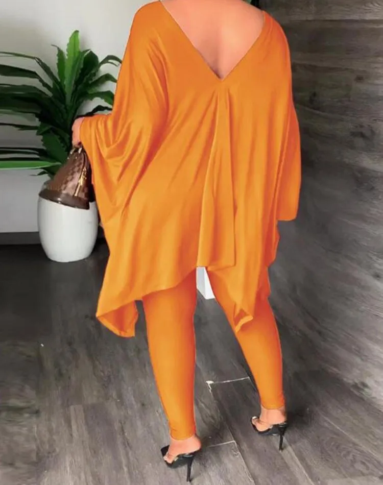 Beautiful Orange 2 Piece Trapeze Tunic Set