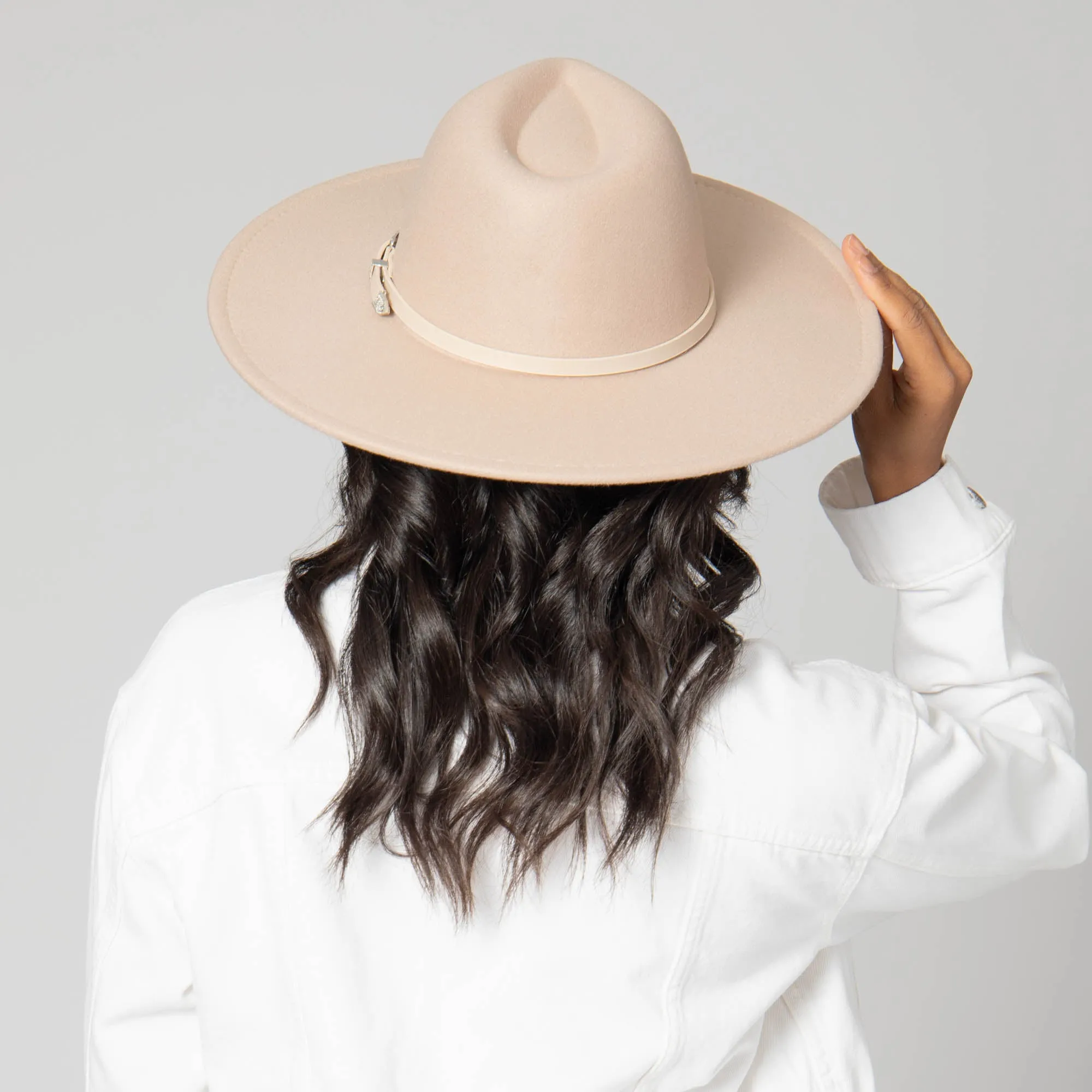 Beverly - Pinch Crown Fedora with Western Buckle