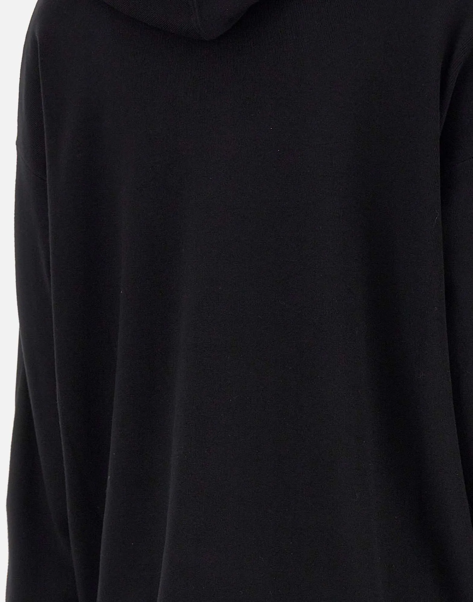 Black Viscose Knit Hooded Sweatshirt