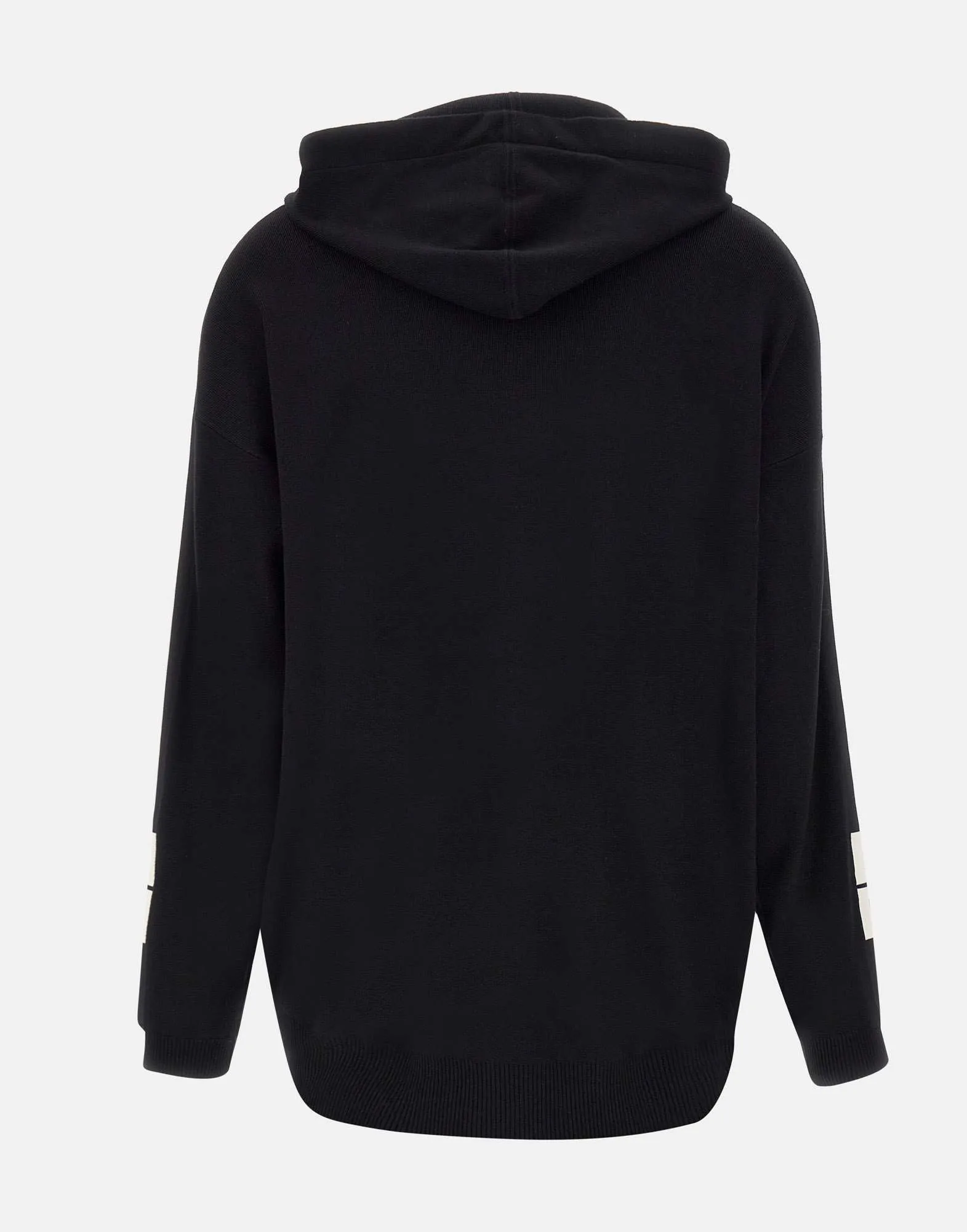 Black Viscose Knit Hooded Sweatshirt