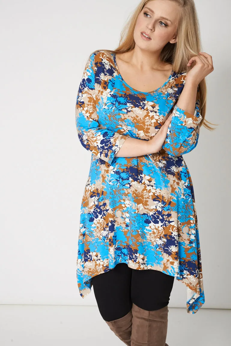 Blue Handkerchief Style Top