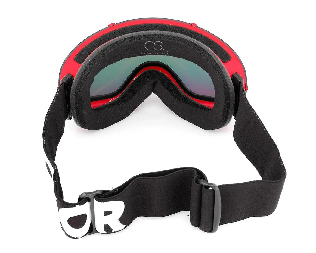 Bold Series Ski Goggles with Detachable Lens and Strap - Red