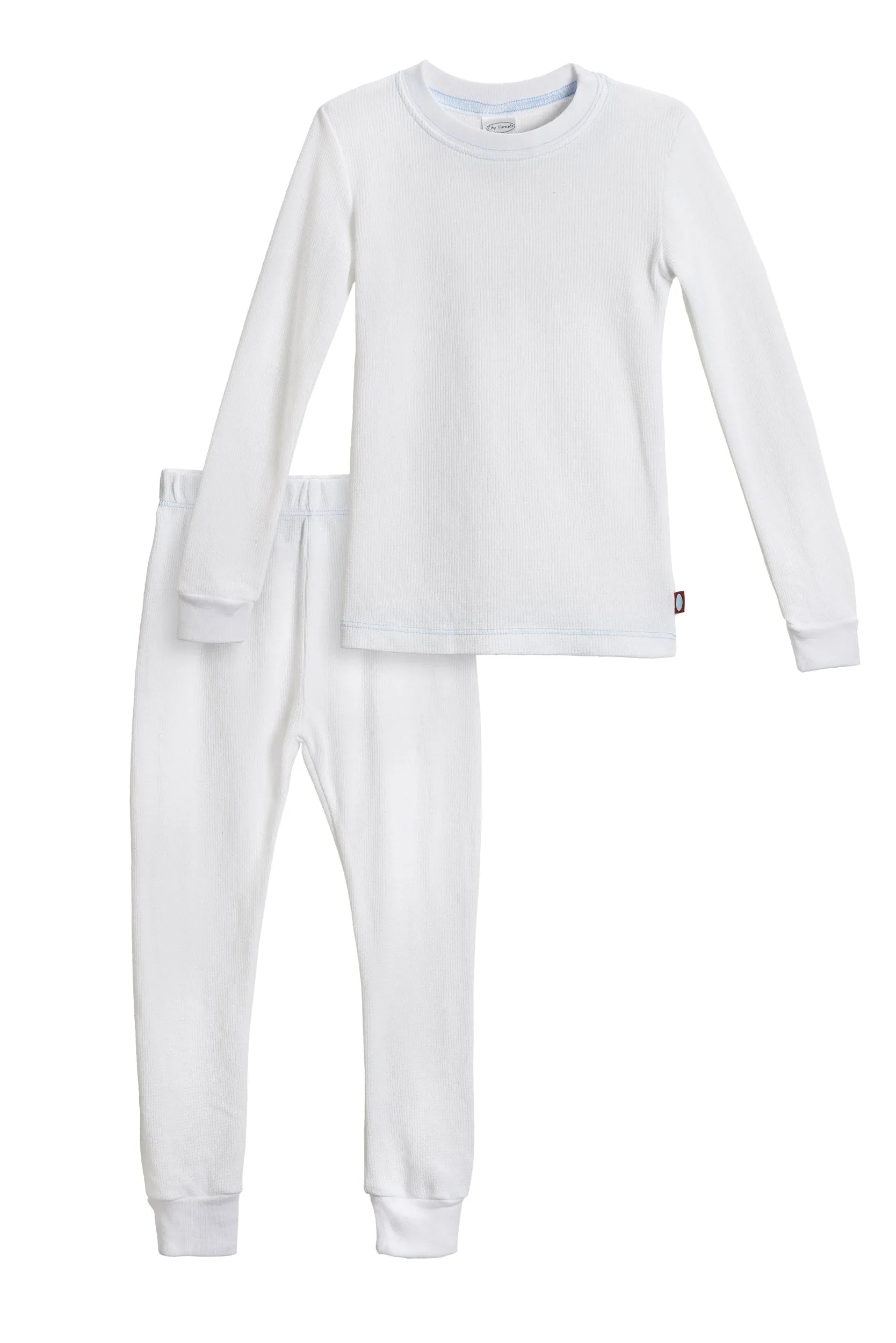 Boys Soft & Cozy Thermal 2-Piece Long Johns | White w- Baby Blue Stitch 18/24