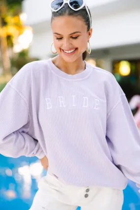 Bride Lilac Purple Embroidered Corded Sweatshirt