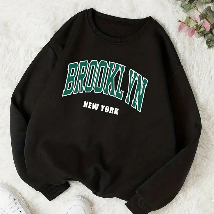 Brooklyn Graphic Printed Unisex Oversized Casual Sweatshirt