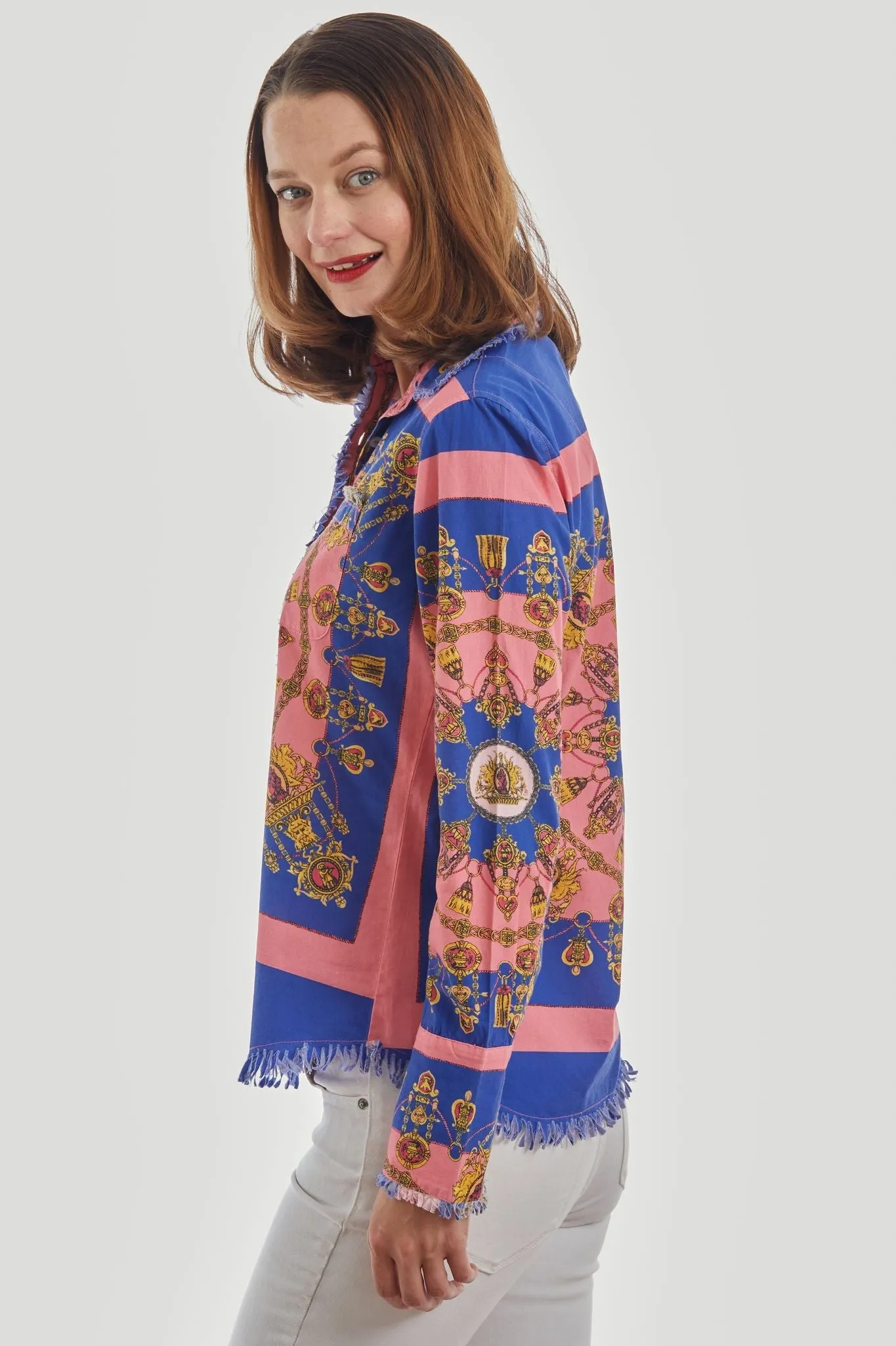 Cape Cod Tunic Navy Pink with Gold Engineered