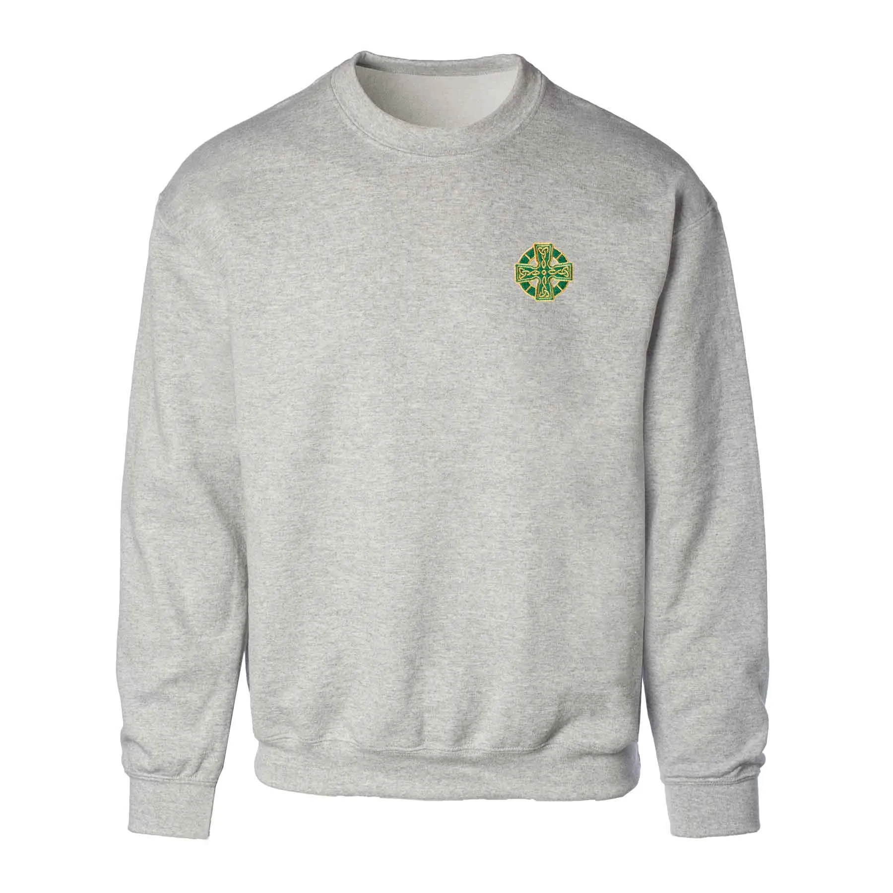 Celtic Cross Embroidered Personalized Sweatshirt- Gray