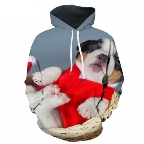 Christmas Sweatshirts men Animal Hoody Anime Dog Hooded Casual Harajuku Sweatshirt Printed