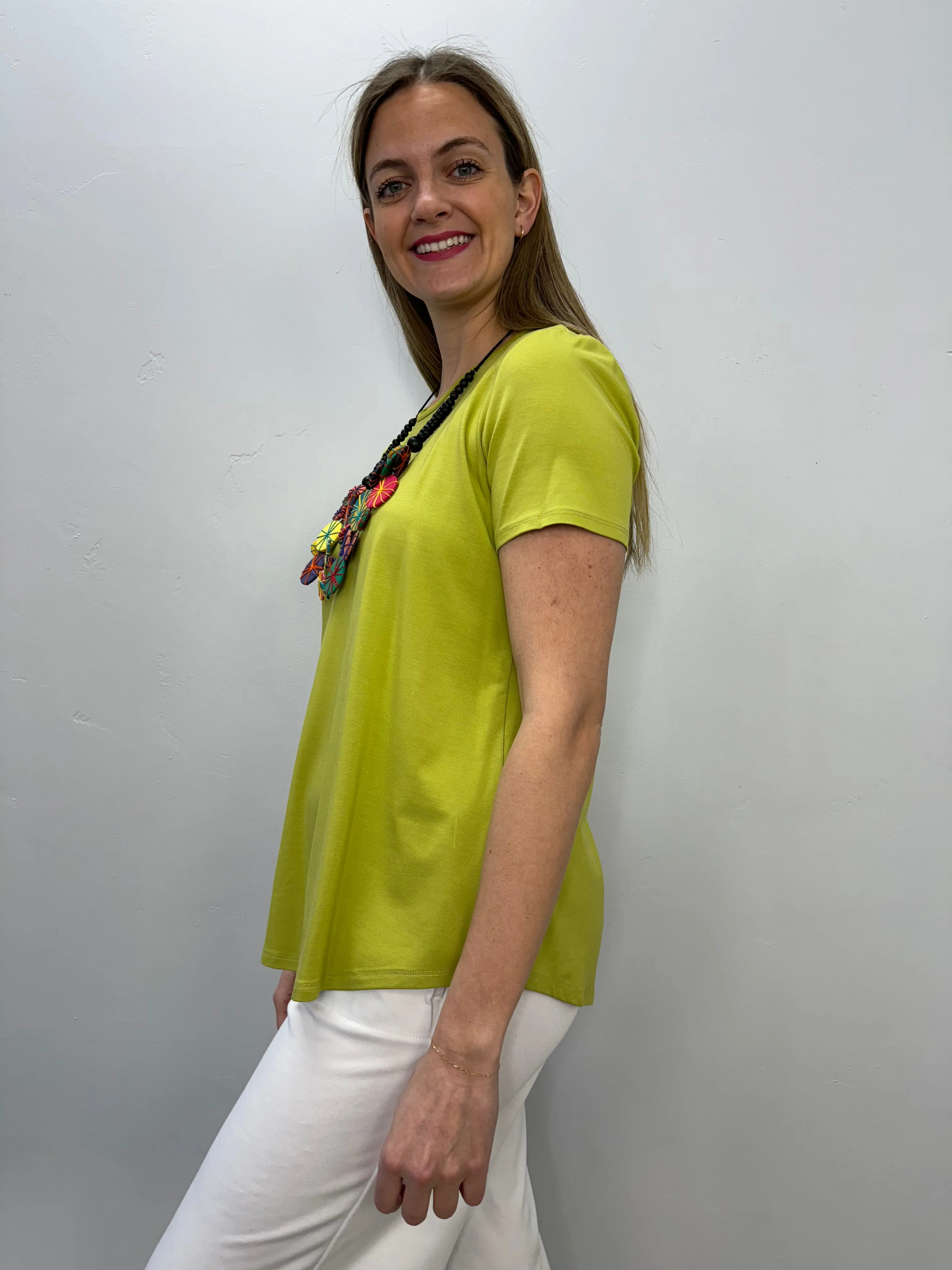 Citrus Short Sleeve Scoop Neck Bamboo Tunic