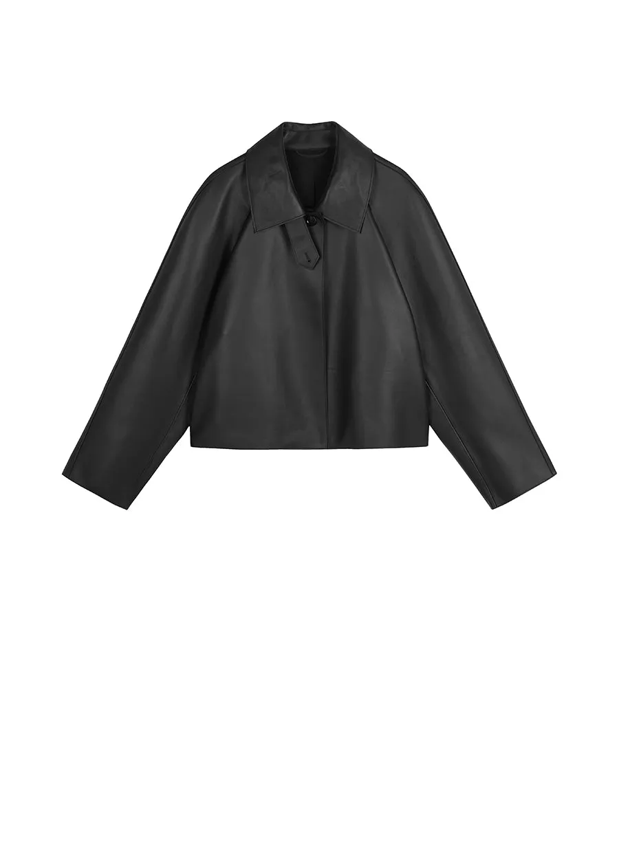 Coat / JNBY Classic Collar Cropped Sheep Leather Coat