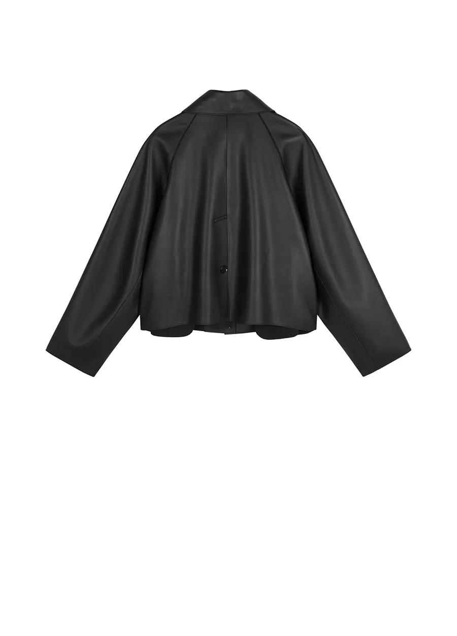 Coat / JNBY Classic Collar Cropped Sheep Leather Coat