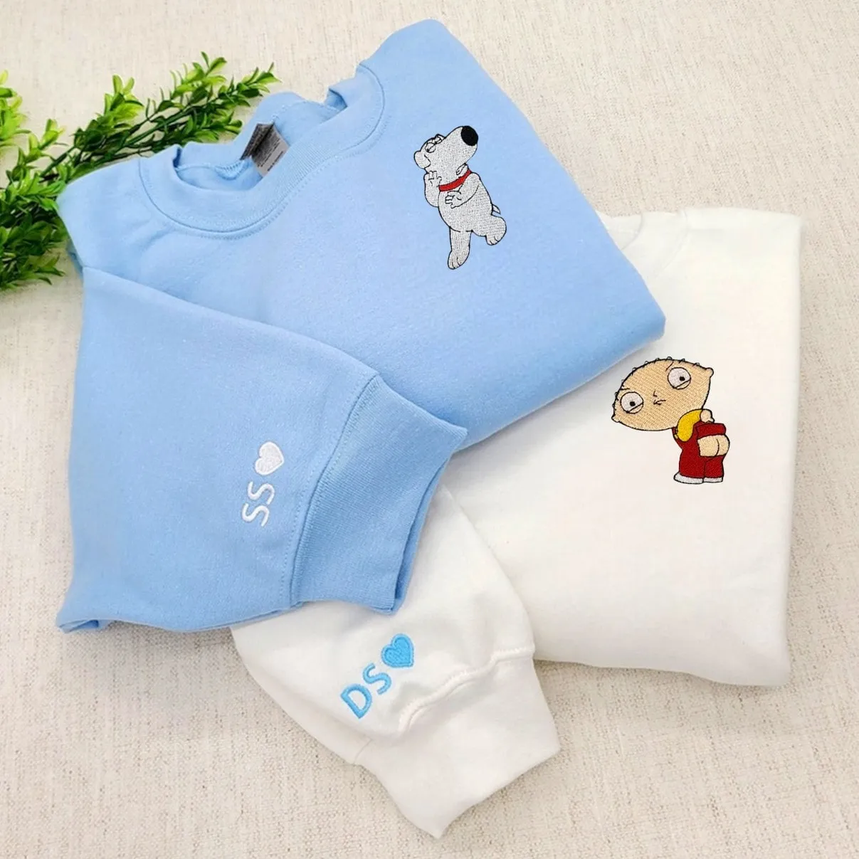 Custom Embroidered Animation Sweatshirts - Personalized Embroidered Sweatshirts For Couples