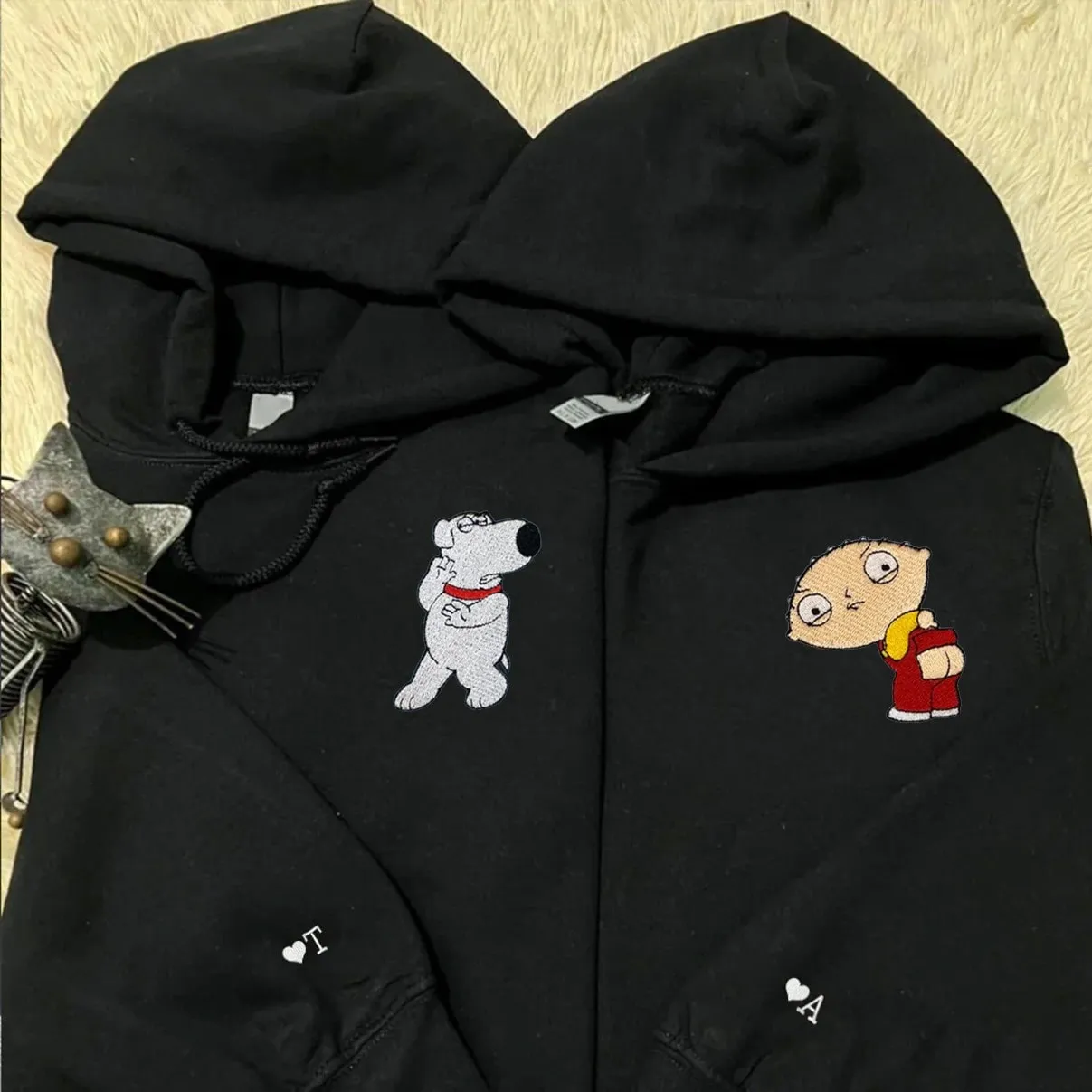 Custom Embroidered Animation Sweatshirts - Personalized Embroidered Sweatshirts For Couples