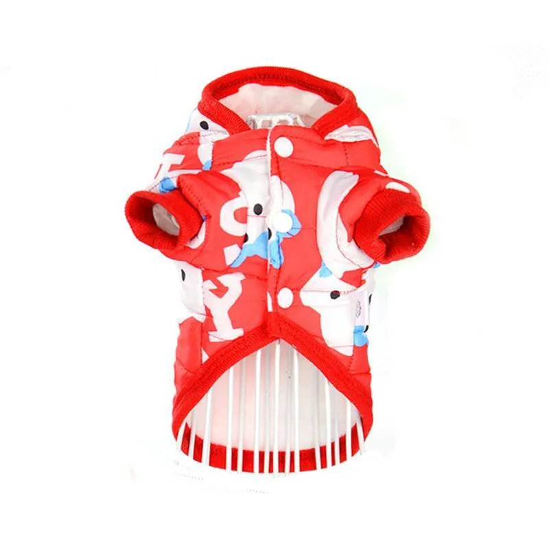 Cute Cartoon Print Soft Winter Hooded Jacket For Small Dogs