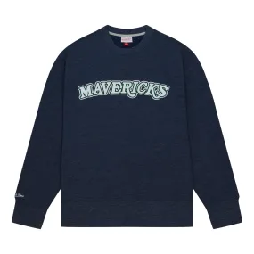 DALLAS MAVERICKS MITCHELL & NESS NAVY BLUE CREWNECK SWEATSHIRT