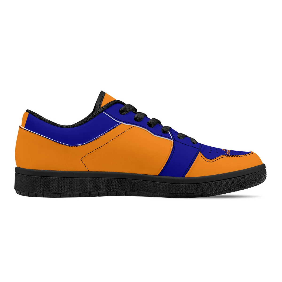 DCYG G4's Orange & Blue, Black Sole Low-Top Leather Sneakers