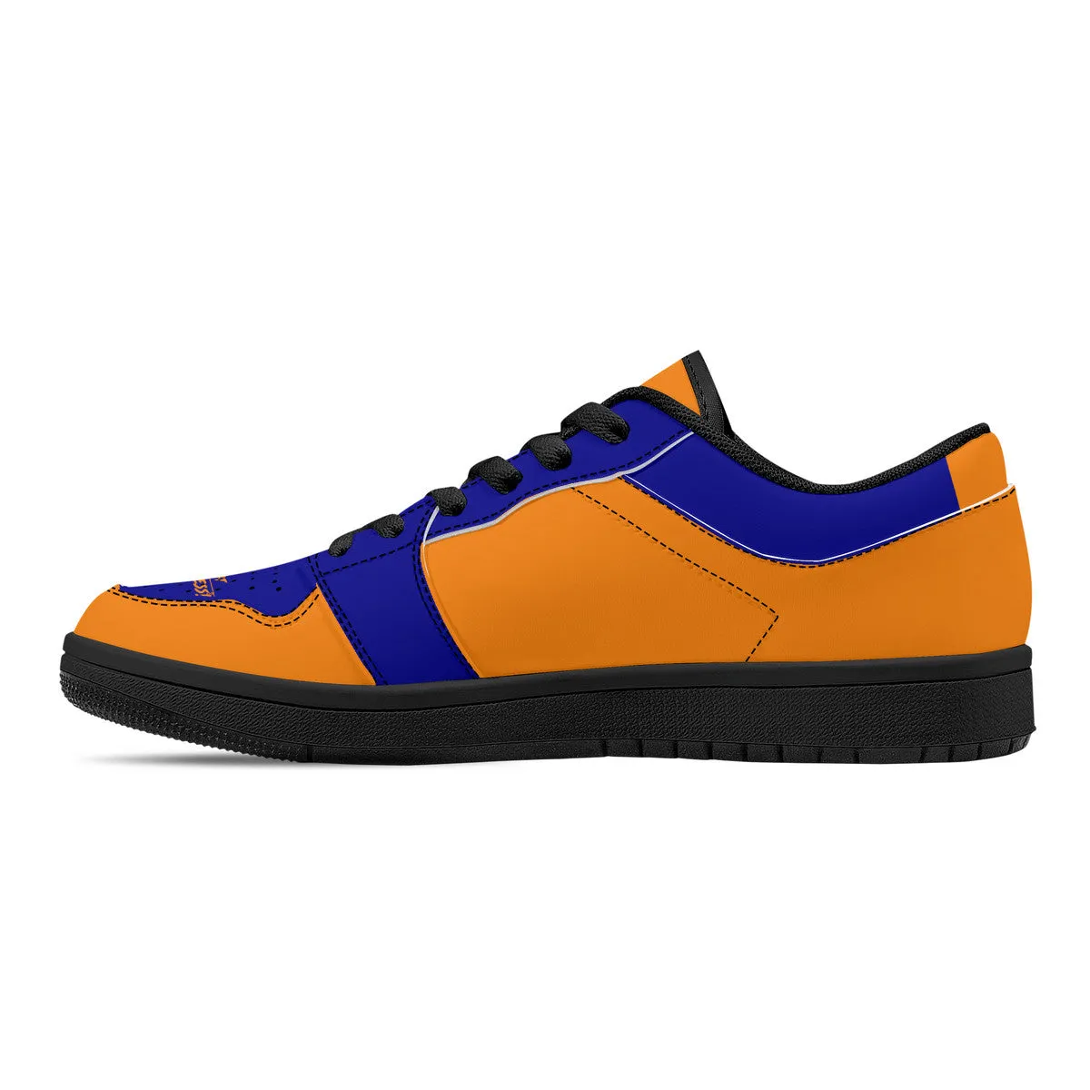 DCYG G4's Orange & Blue, Black Sole Low-Top Leather Sneakers