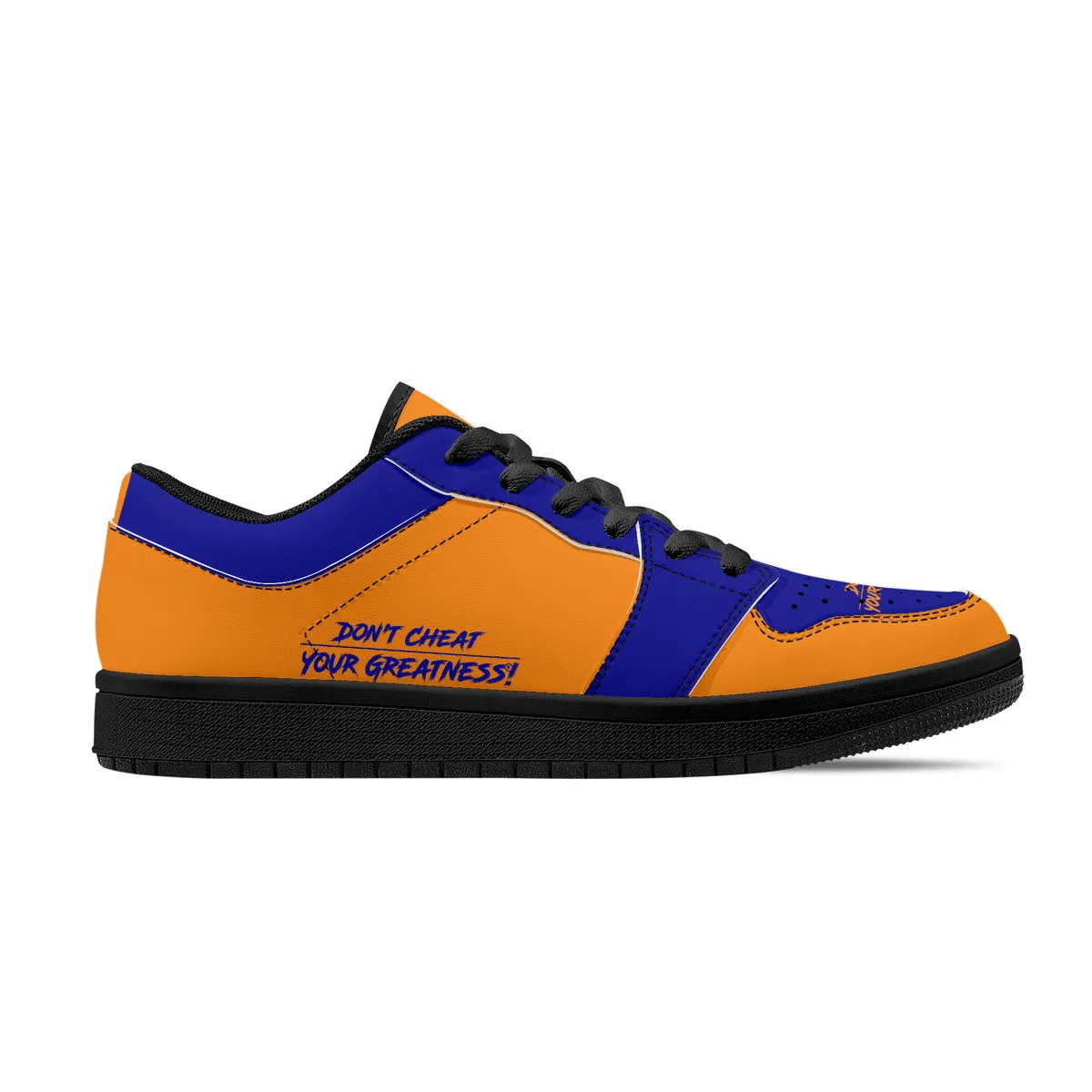 DCYG G4's Orange & Blue, Black Sole Low-Top Leather Sneakers