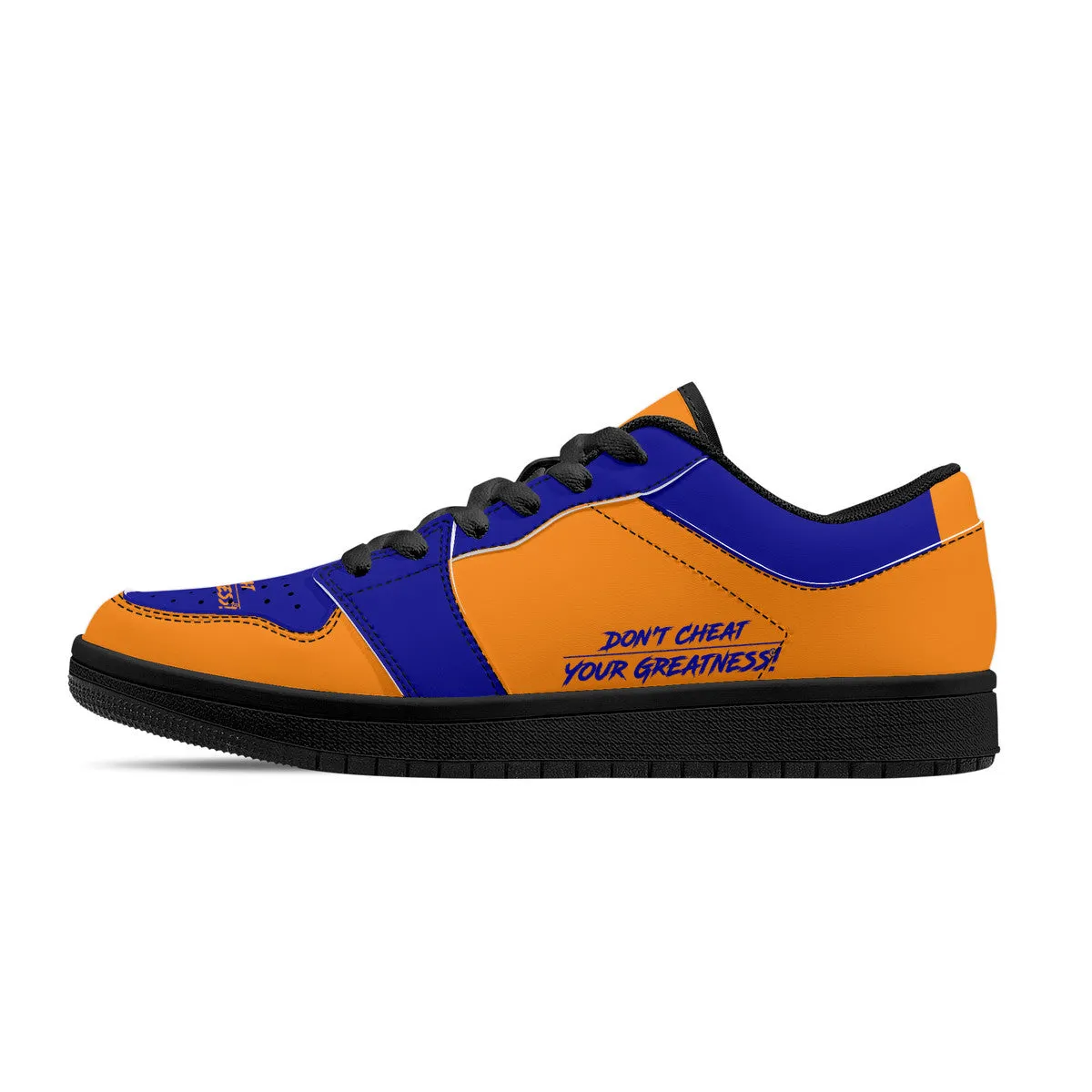 DCYG G4's Orange & Blue, Black Sole Low-Top Leather Sneakers