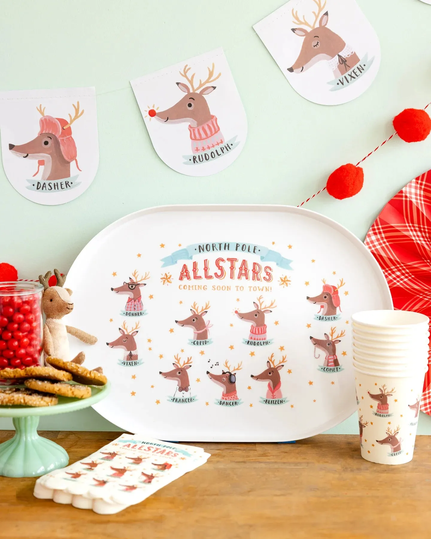 Dear Rodolph Reindeer Paper Plate Set