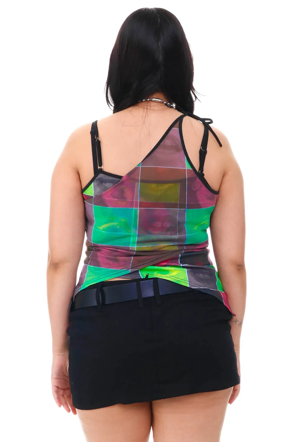 Disco Grid Print Criss-Cross Layer Top