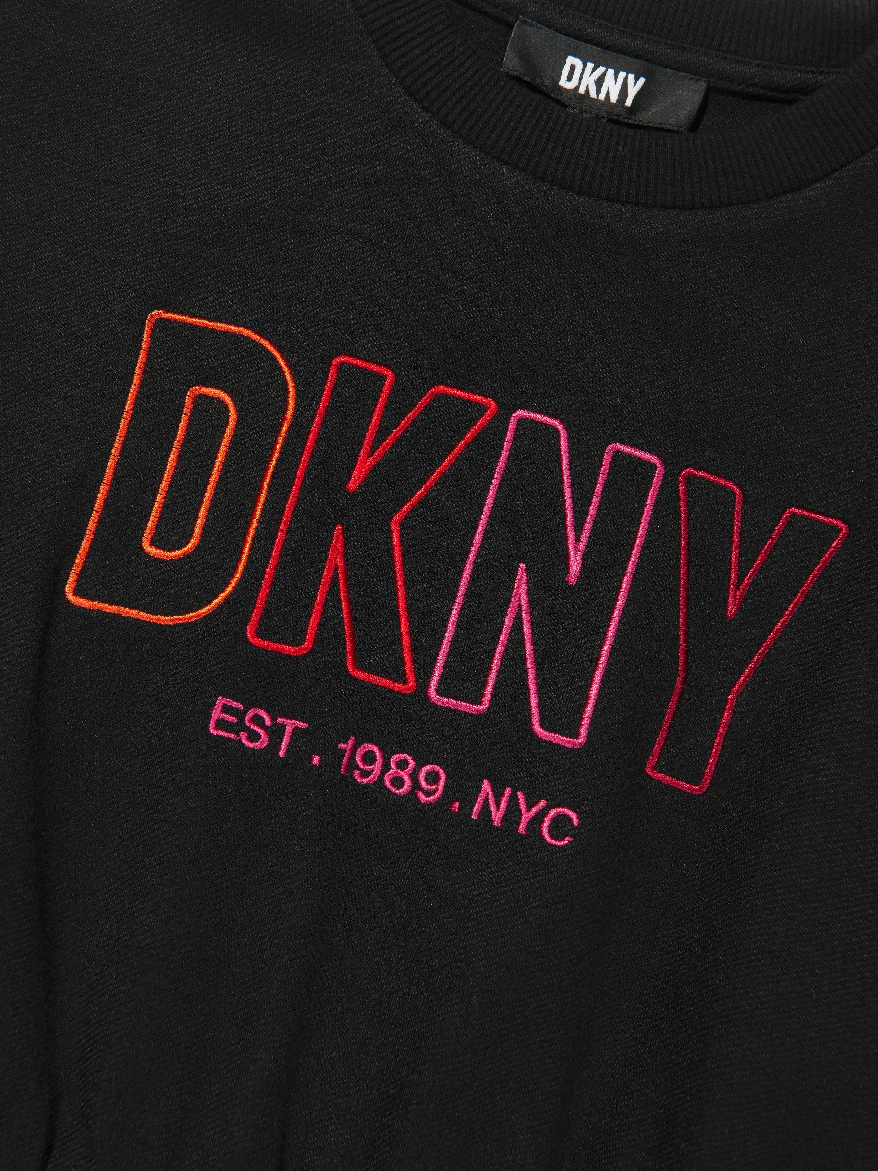 DKNY Girls Embroidered Logo Sweatshirt in Black