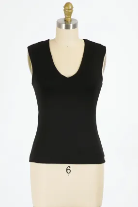 Double Layer Knit Rib Top - Black