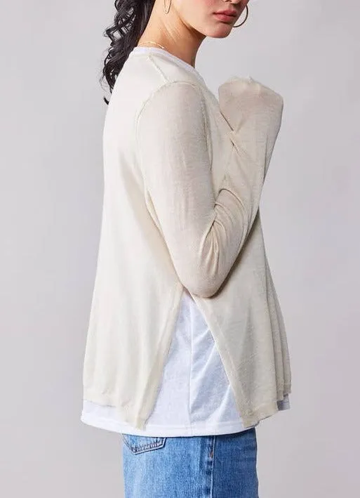 Double Layer Long Sleeve Knit Top