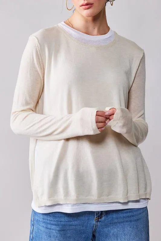 Double Layer Long Sleeve Knit Top