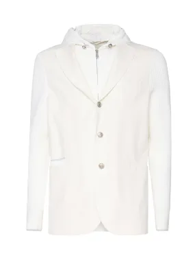 Double Style Bib Jacket in White