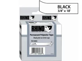 Dymo Rhino 3-4in X 18ft, White Permanent Poly Labels