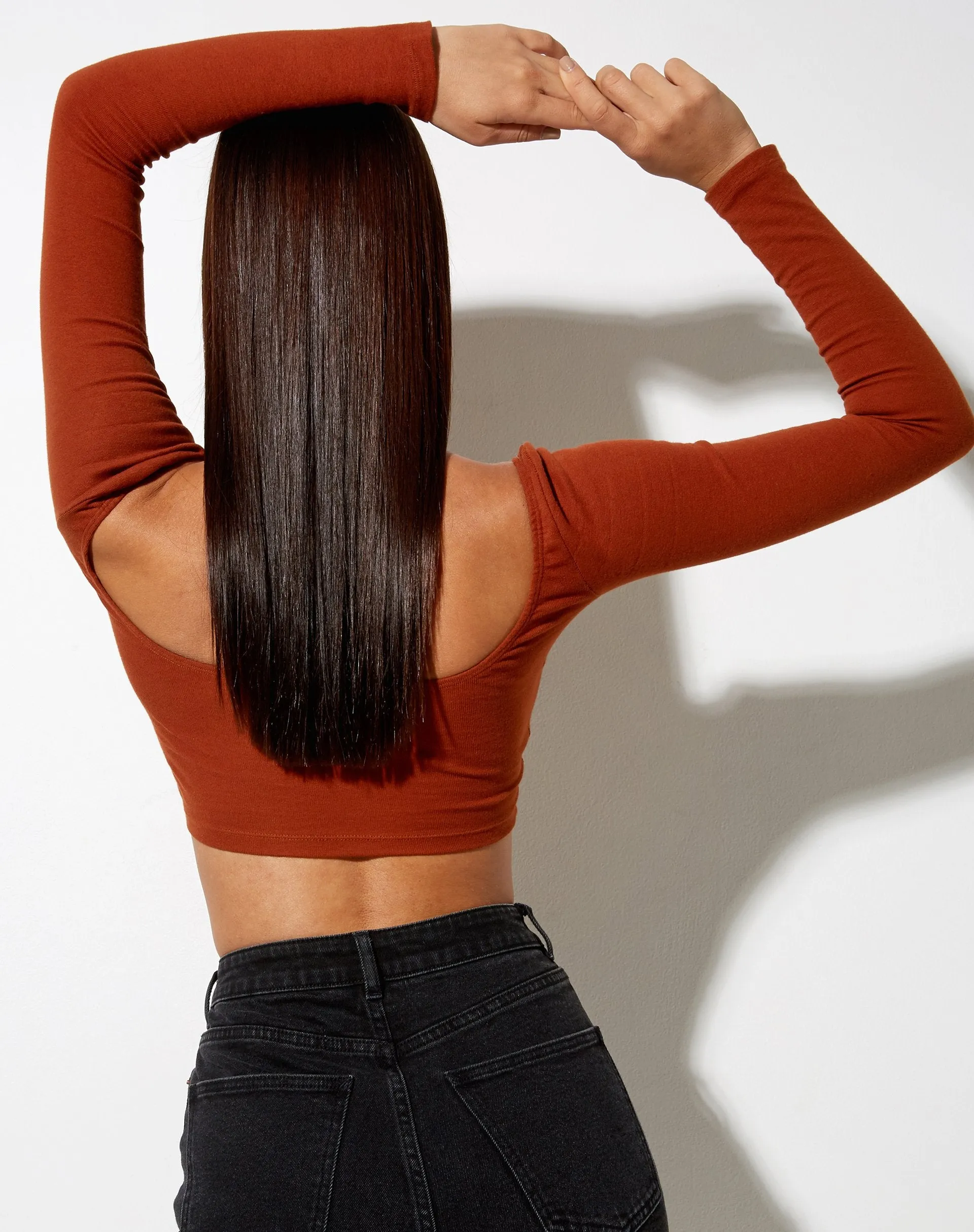 Elcaca Crop Top in Rib Bombay Brown