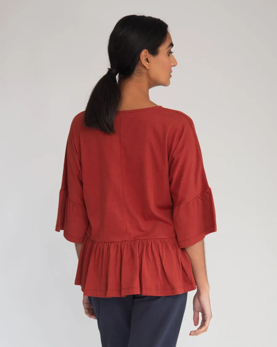 Ellice Organic Cotton Top In Rust