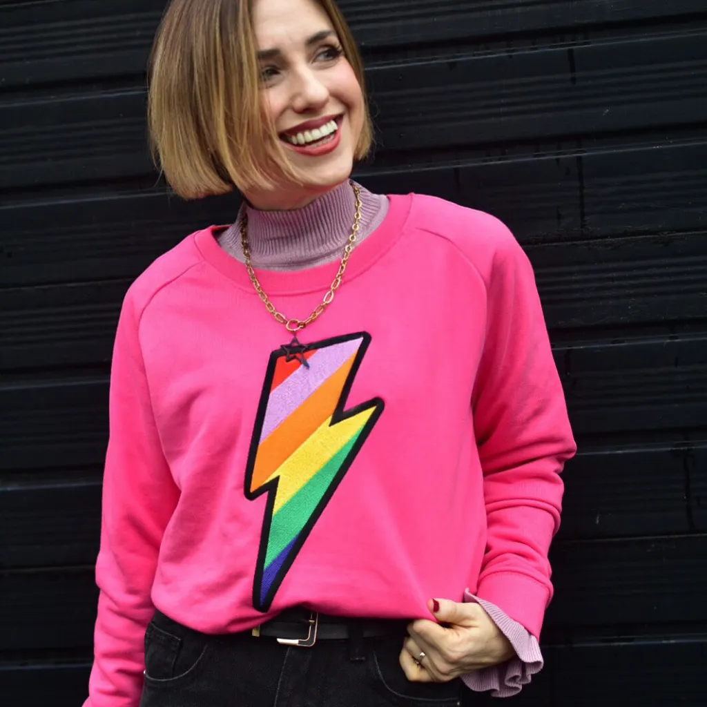 Embroidered Rainbow Lightning Bolt Sweatshirt