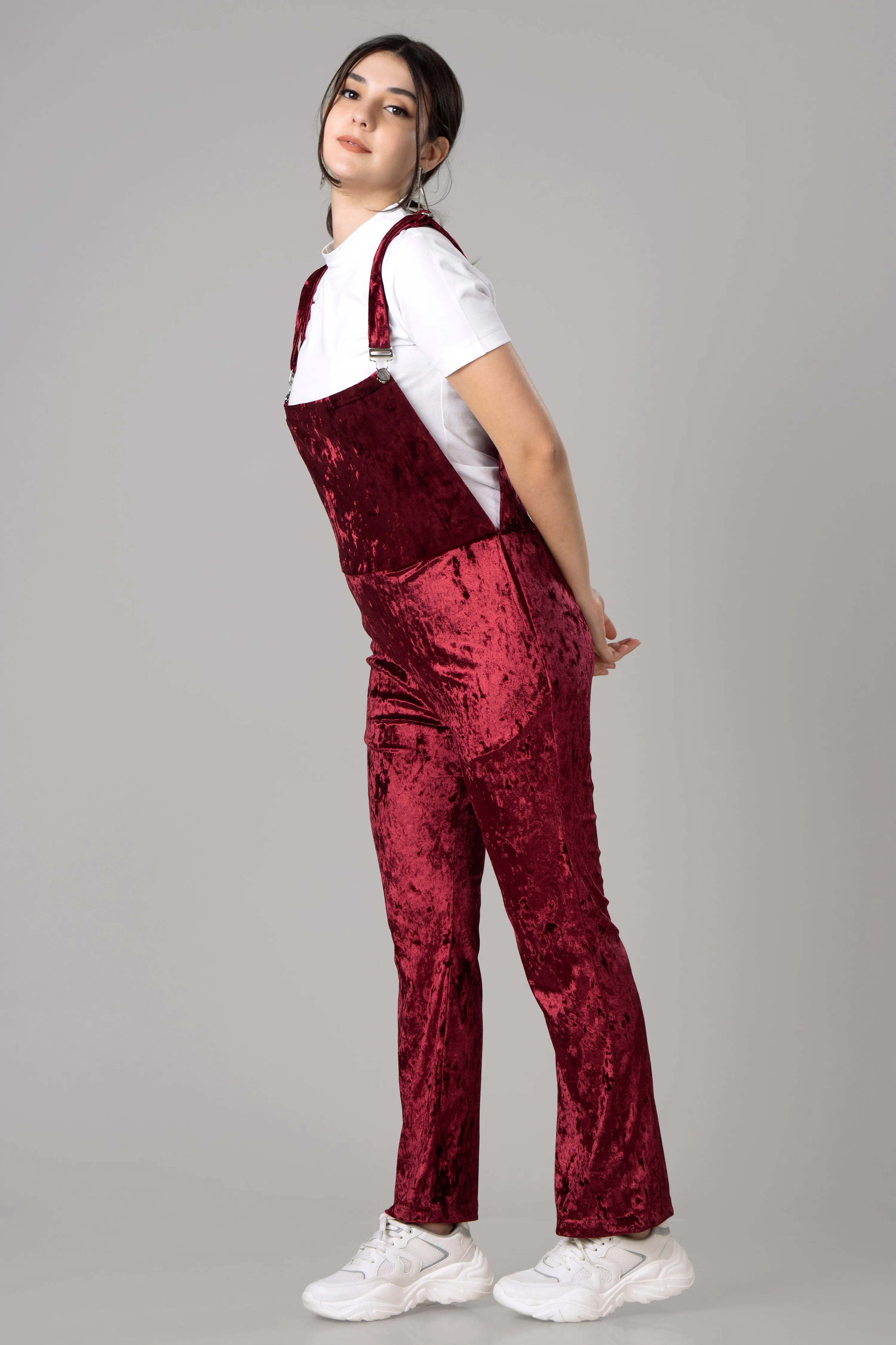 Exclusive Velvet Overall Jumpsuit For Women