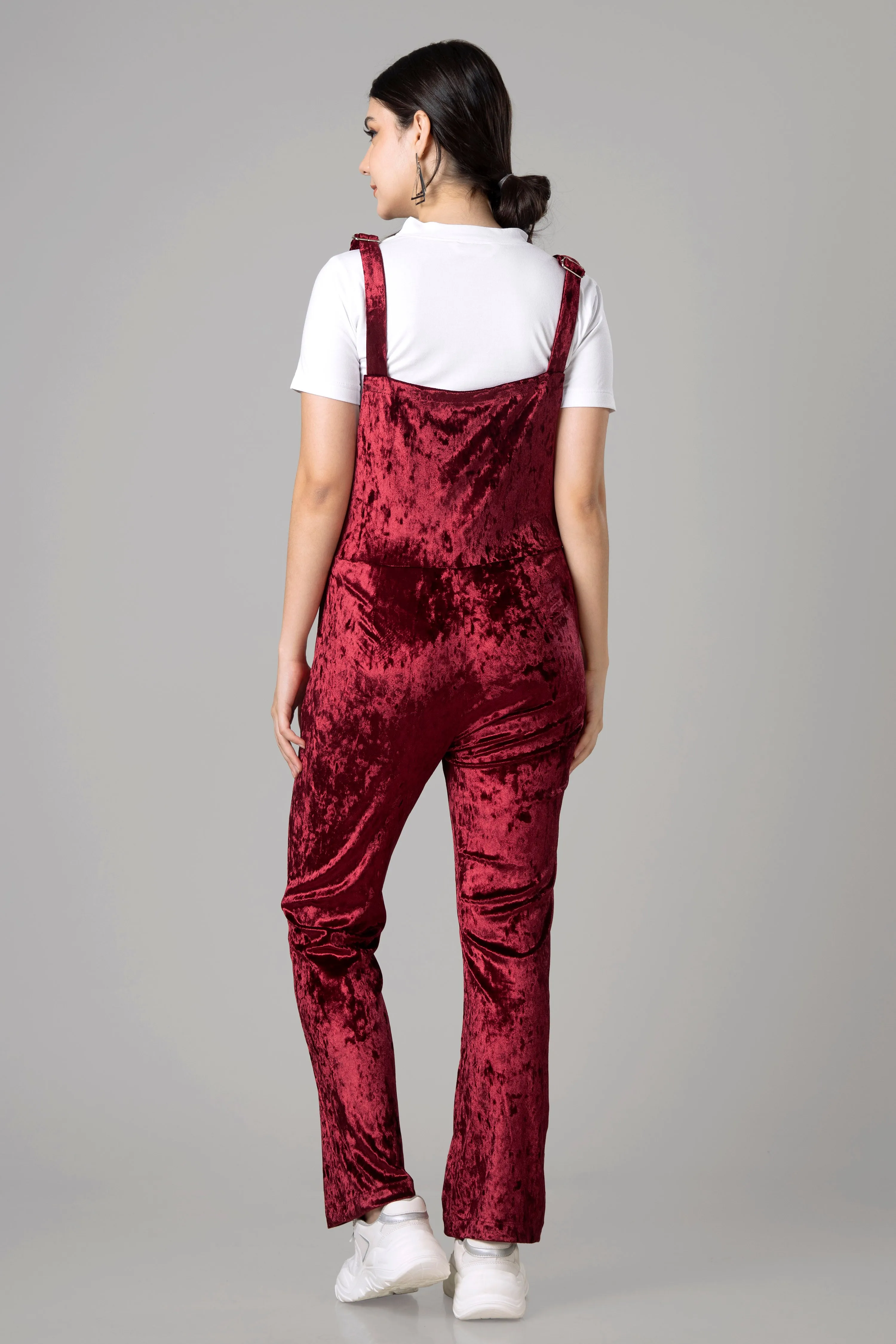 Exclusive Velvet Overall Jumpsuit For Women