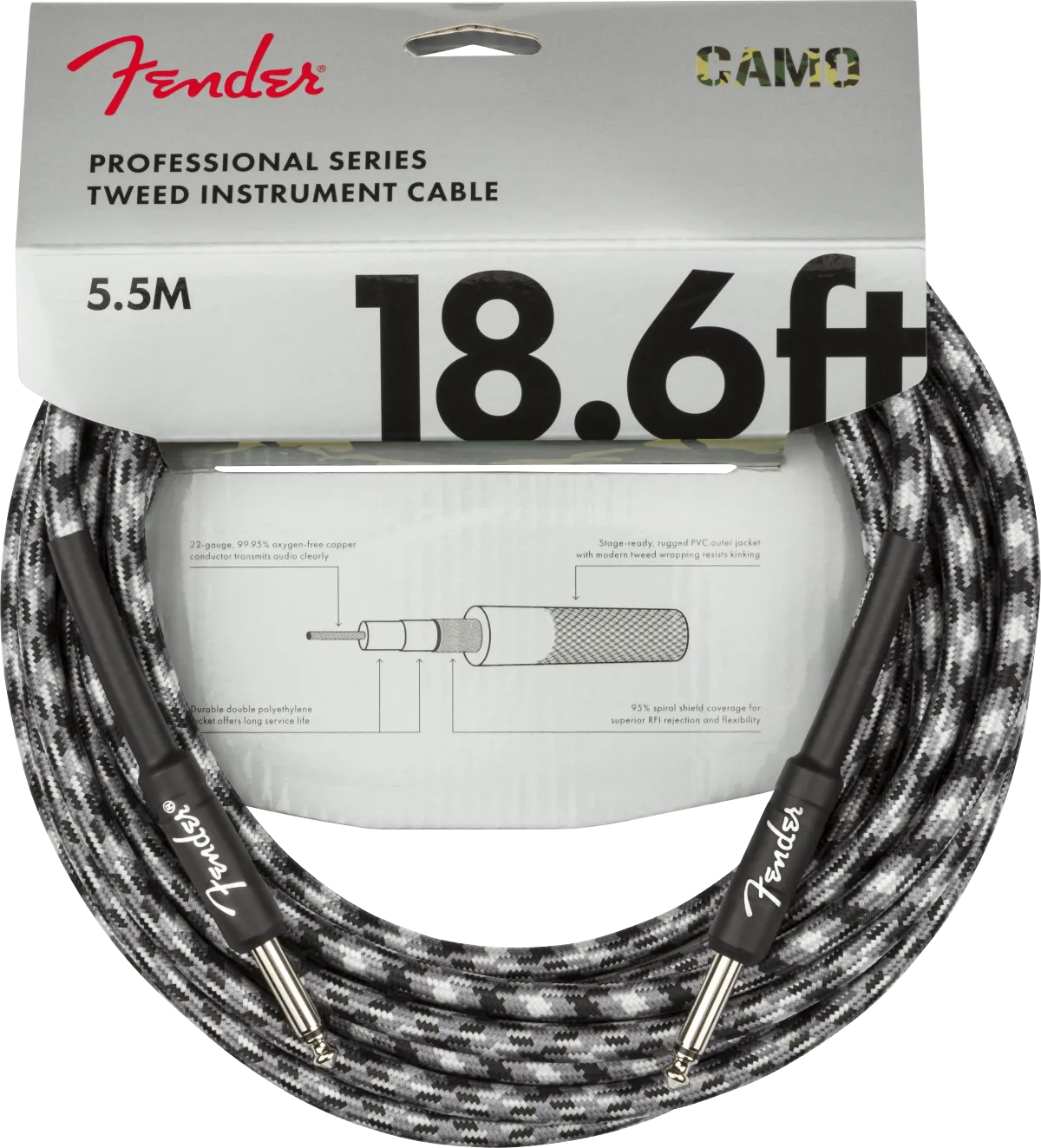 Fender Professional Series Instrument Cable Straight/Straight - 18.6' - Winter Camo