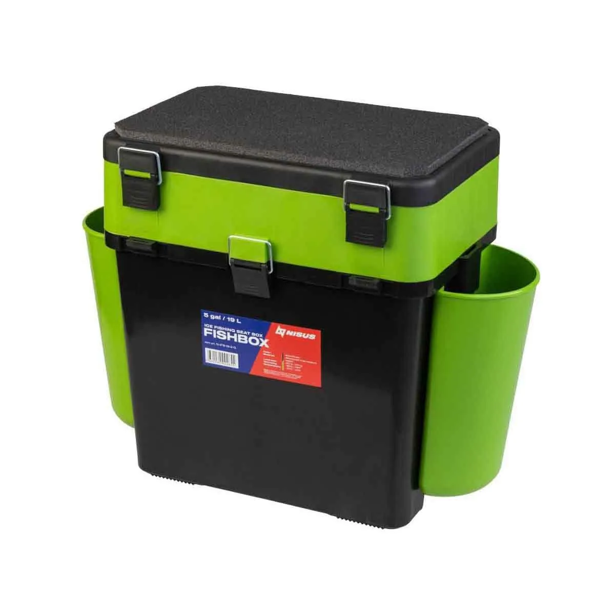 FishBox Large 5 gal Box for Ice Fishing, 2 Compartments