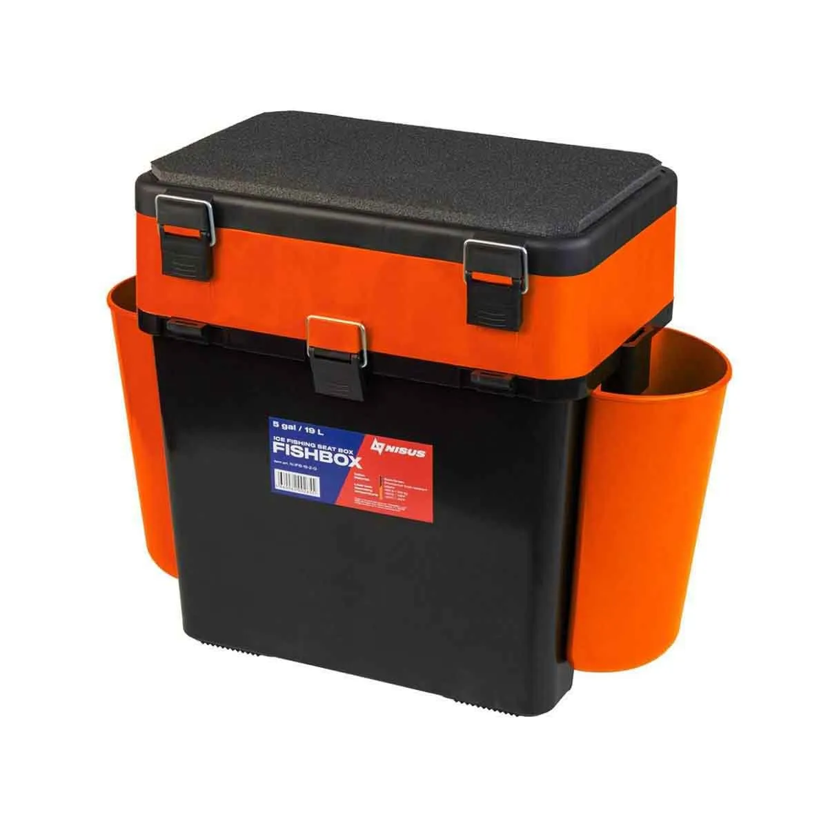 FishBox Large 5 gal Box for Ice Fishing, 2 Compartments