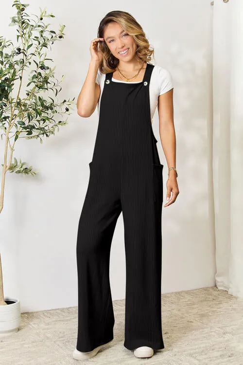 Full Size Wide Strap Overall with Pockets